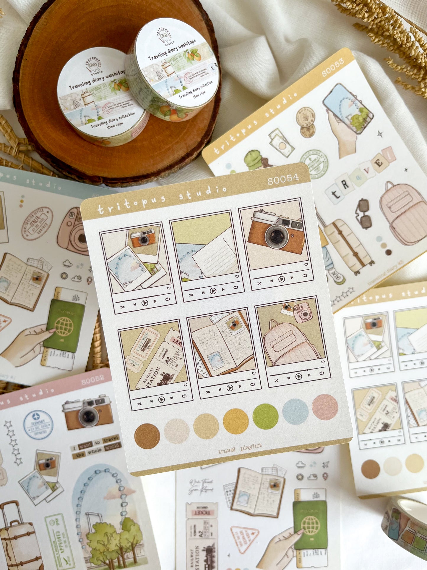 traveling diary playlist sticker sheet