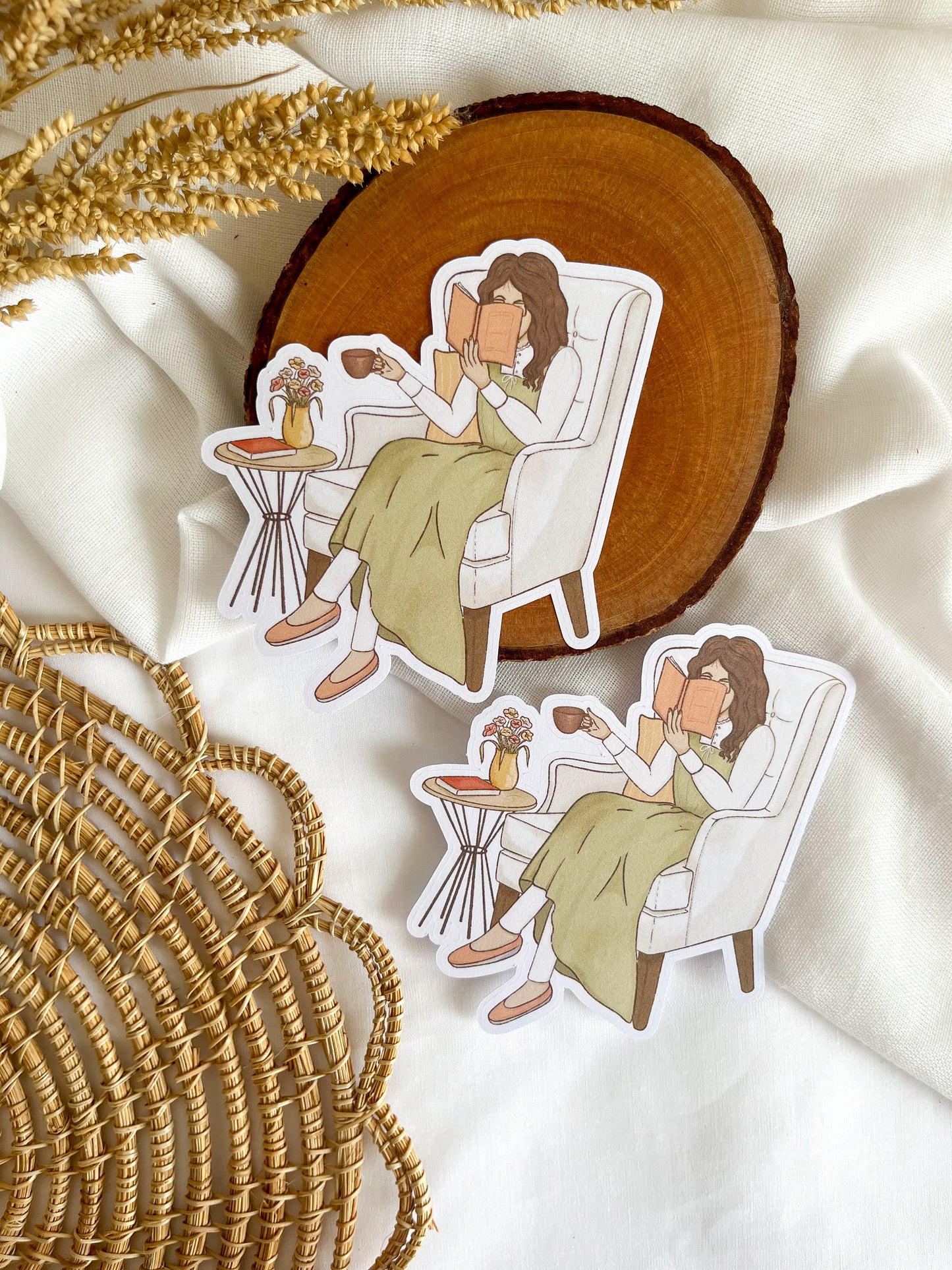 book cafe die cut sticker flake