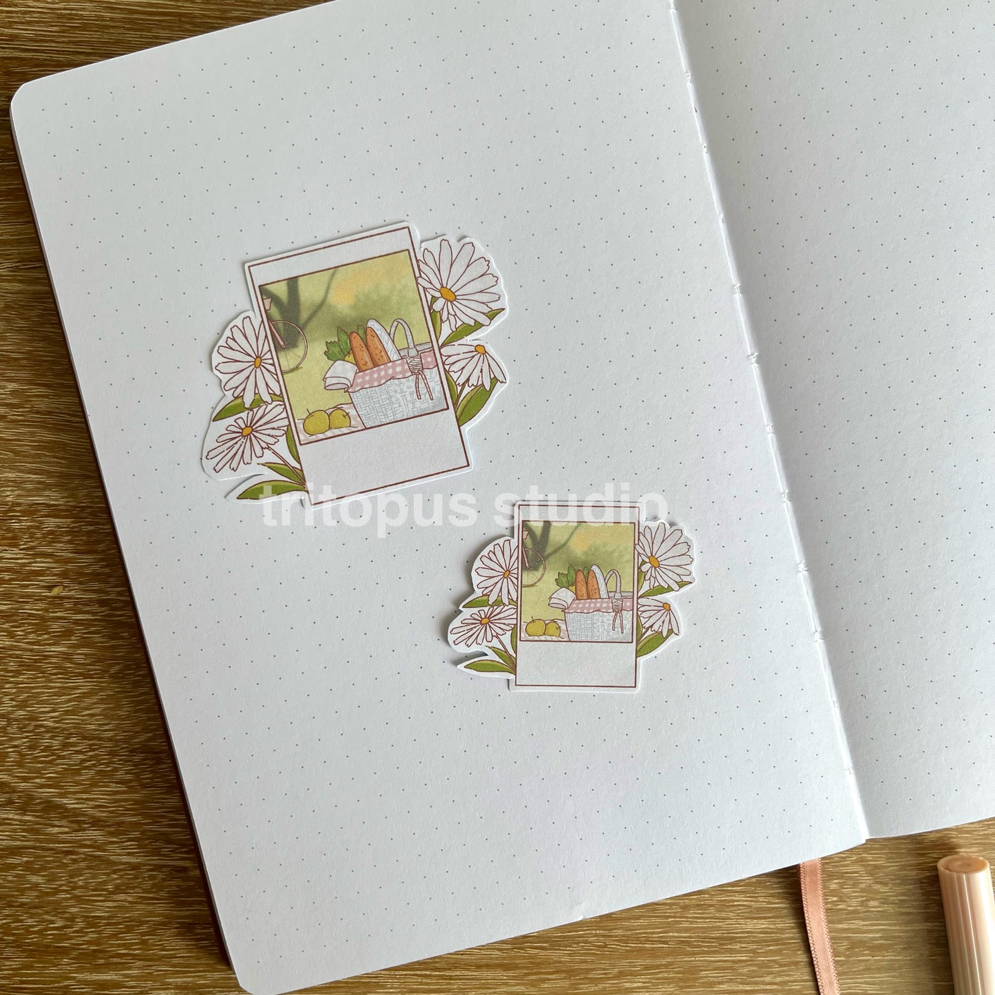 daisy polaroid die cut sticker