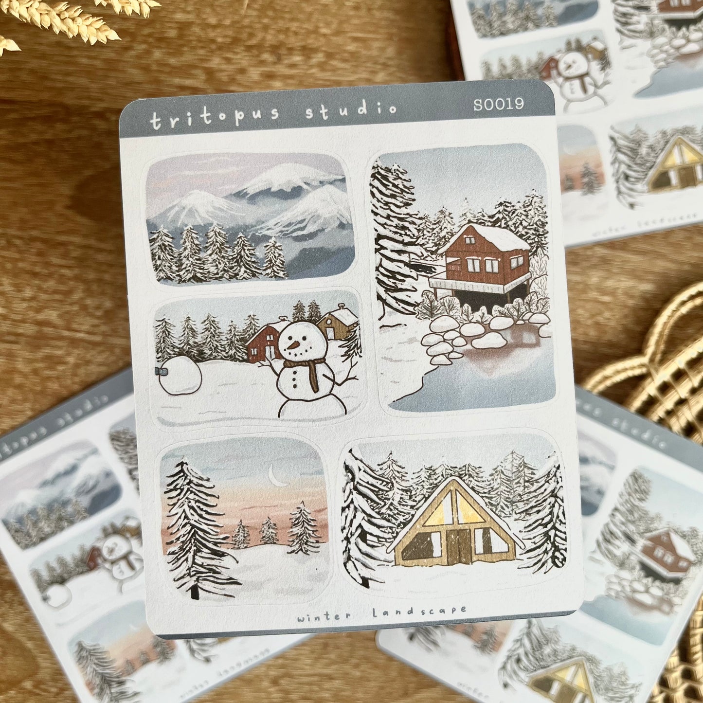 winter landscape sticker sheet