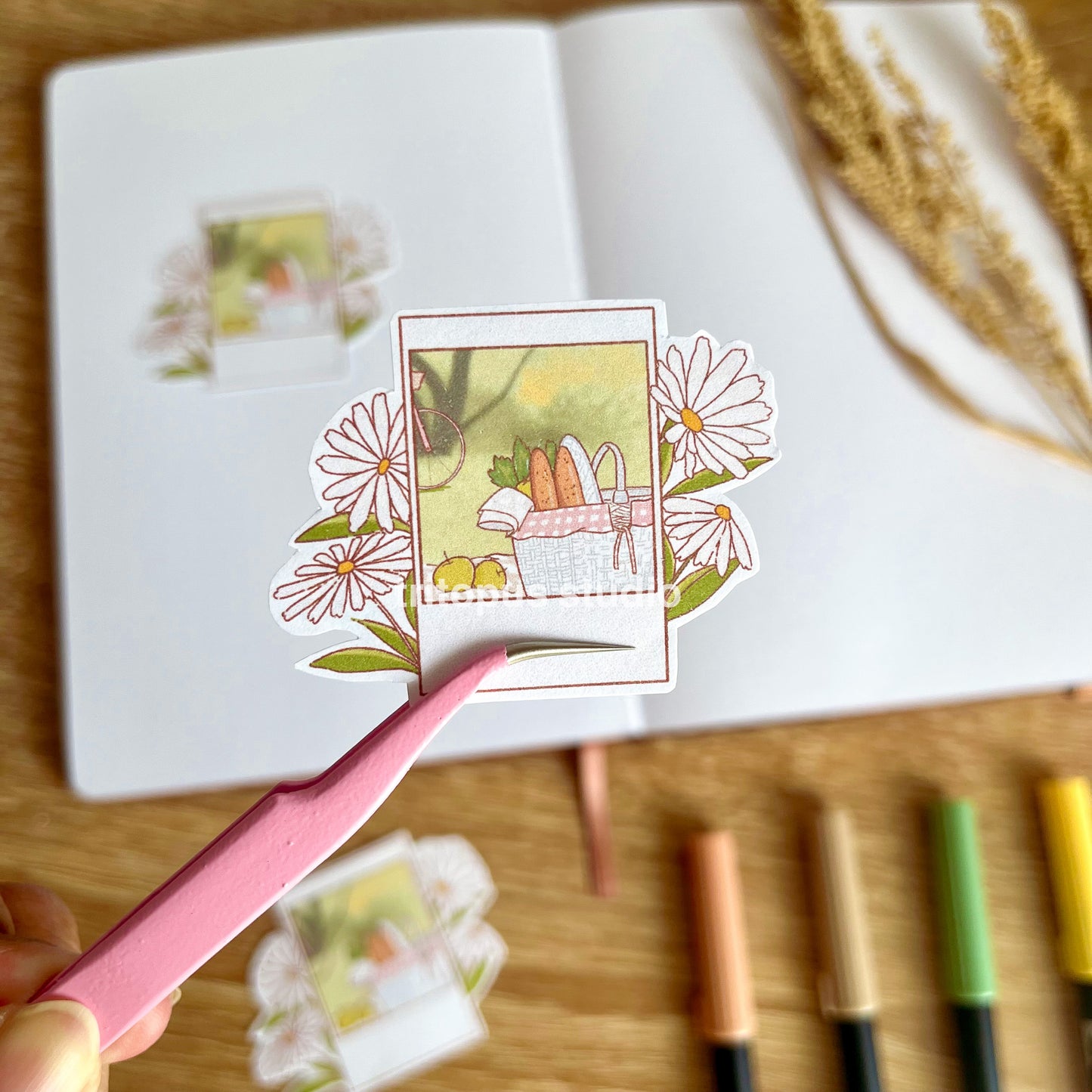 daisy polaroid die cut sticker