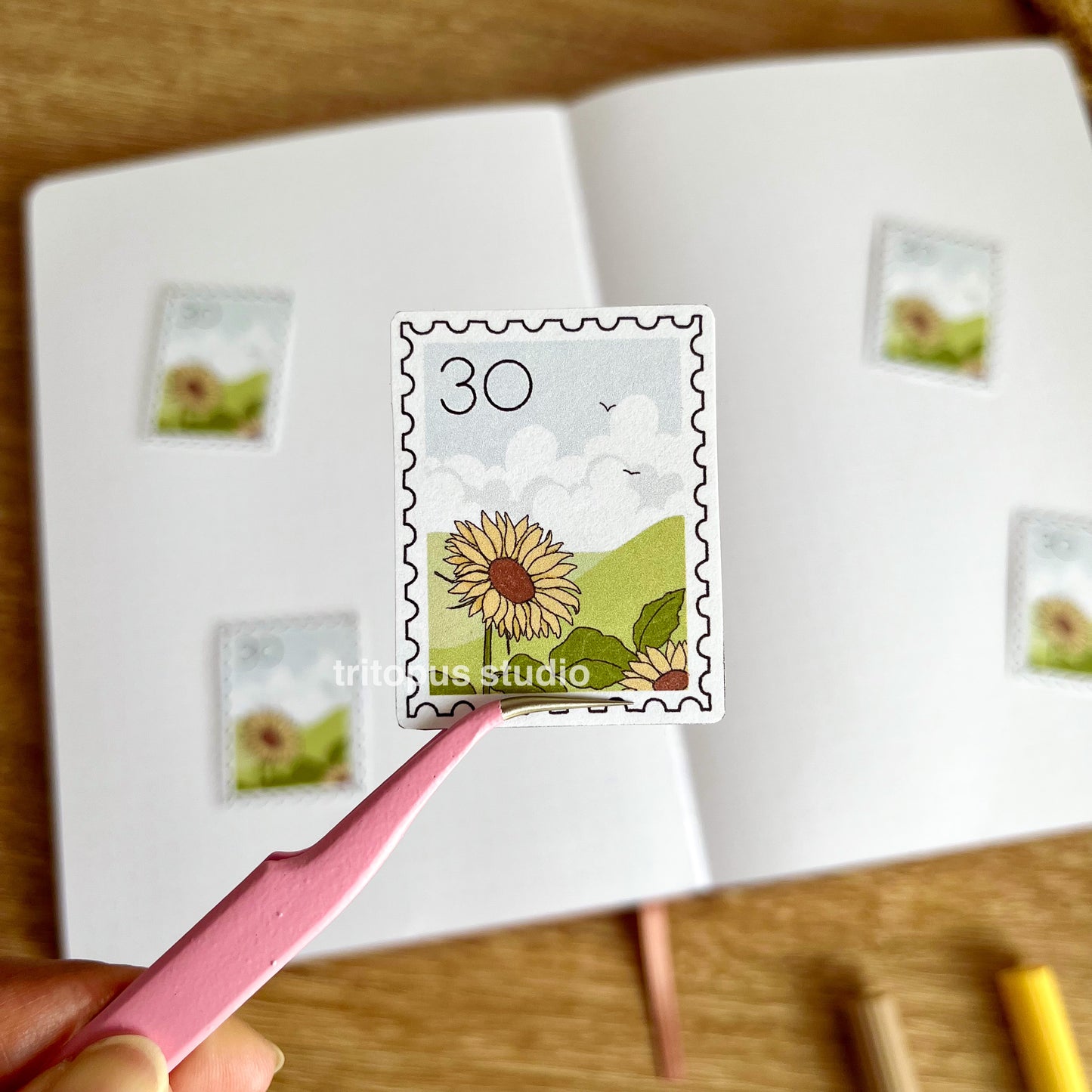 summer flowers - kawaii postage stamp sticker set