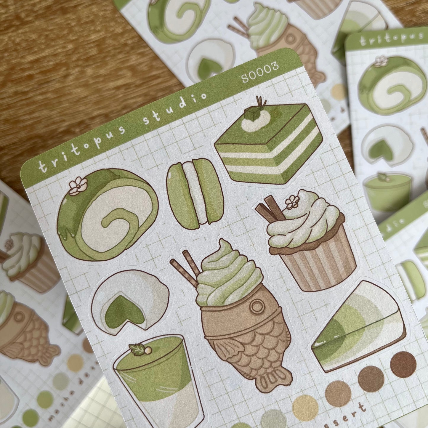 macha dessert sticker sheet