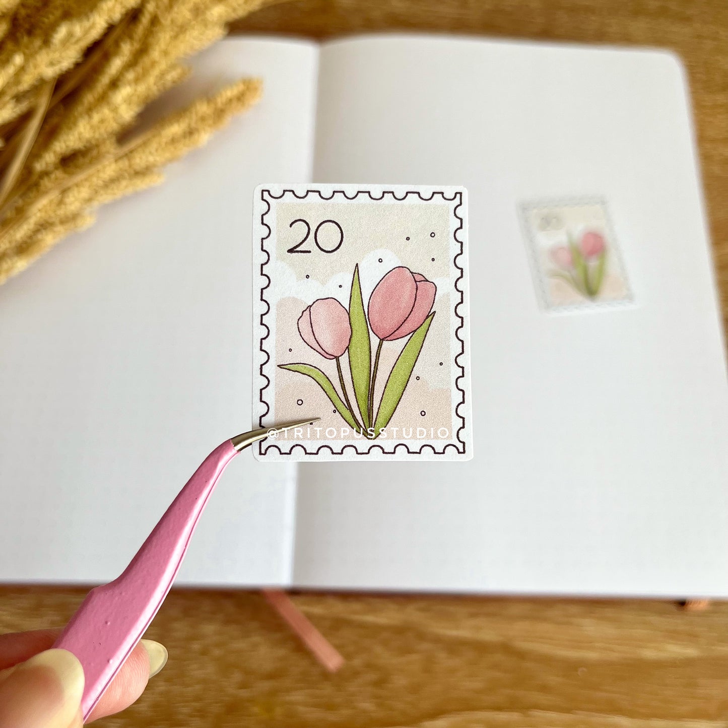 summer flowers - kawaii postage stamp sticker set