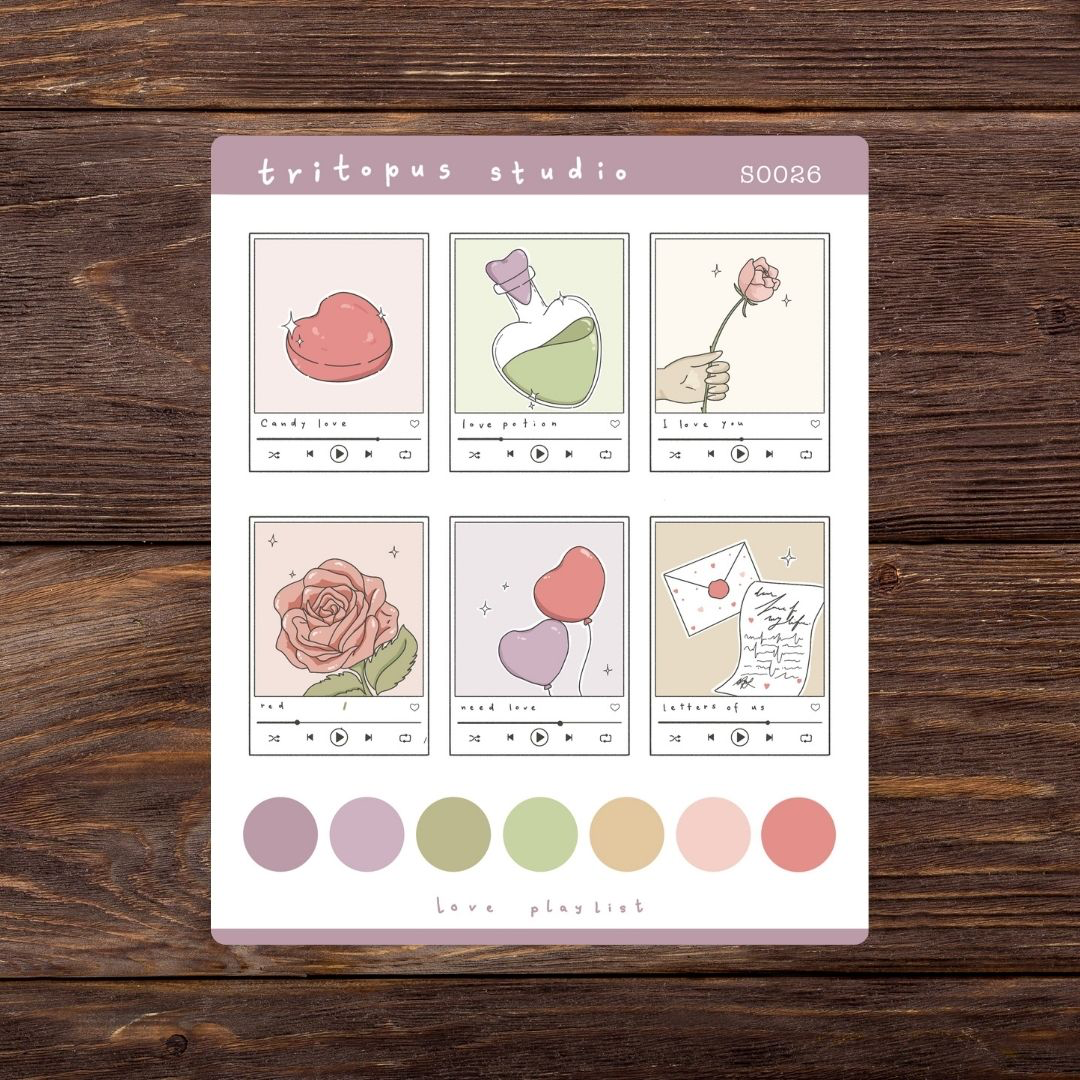 love playlist sticker sheet