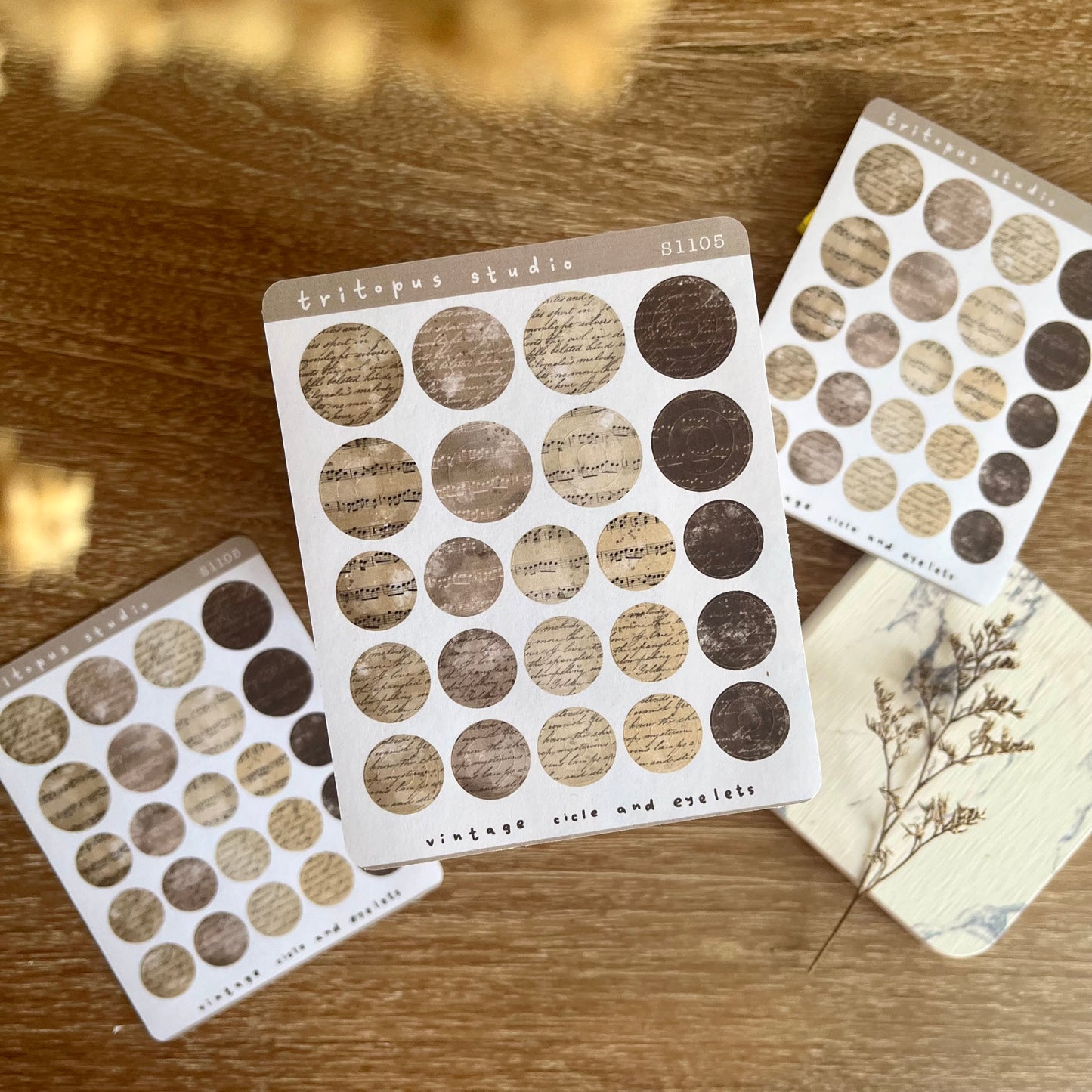 vintage circle and eyelets stickersheet