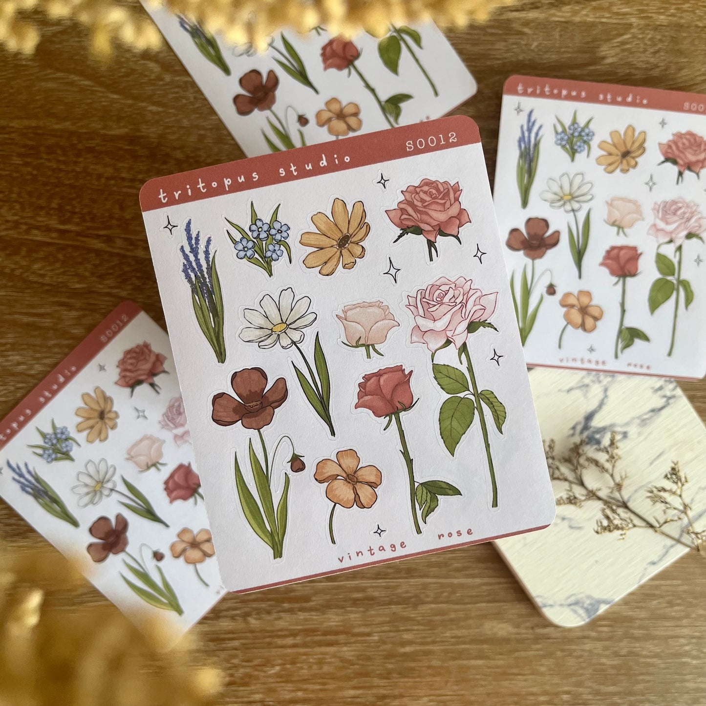 vintage flower stickersheet