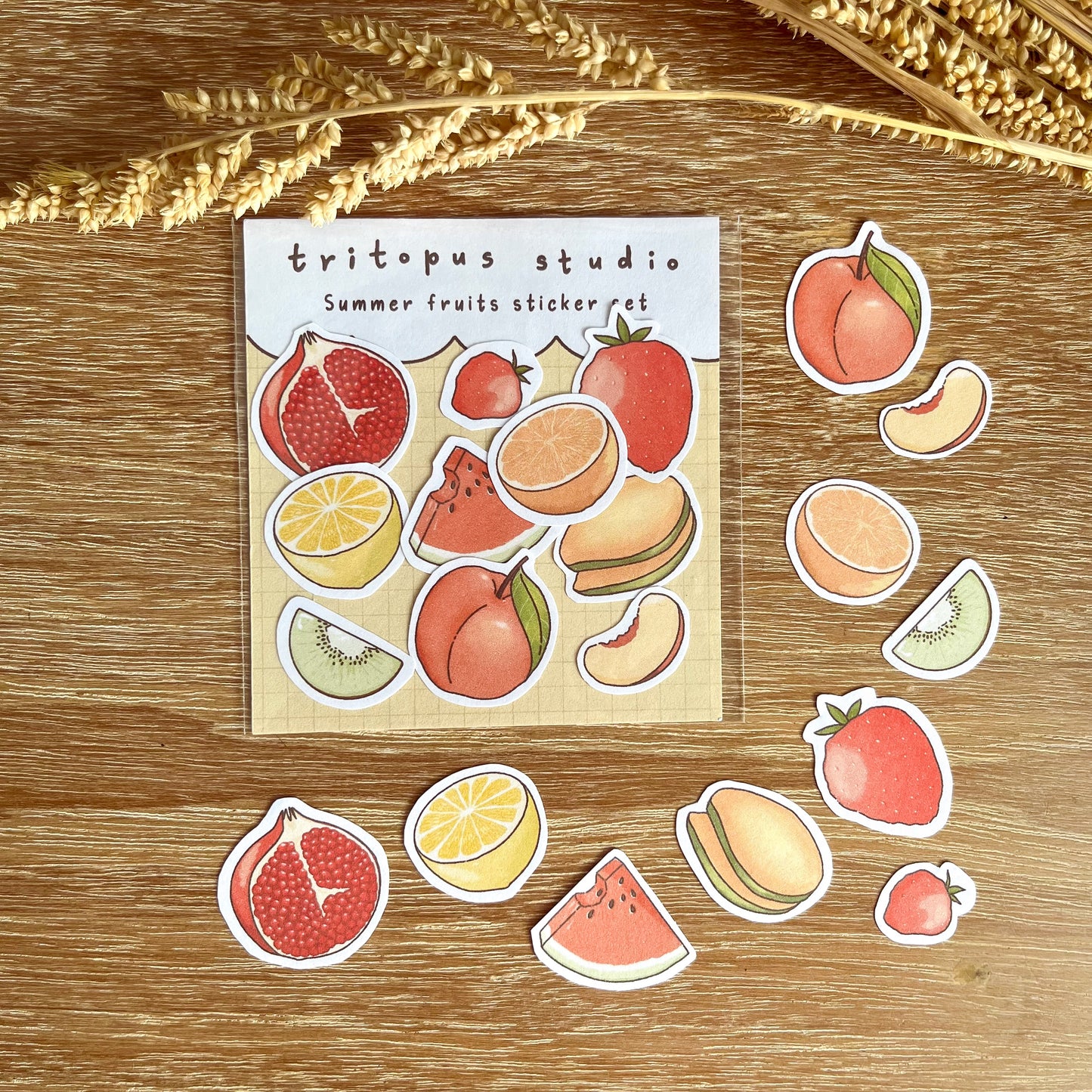 summer fruits sticker set