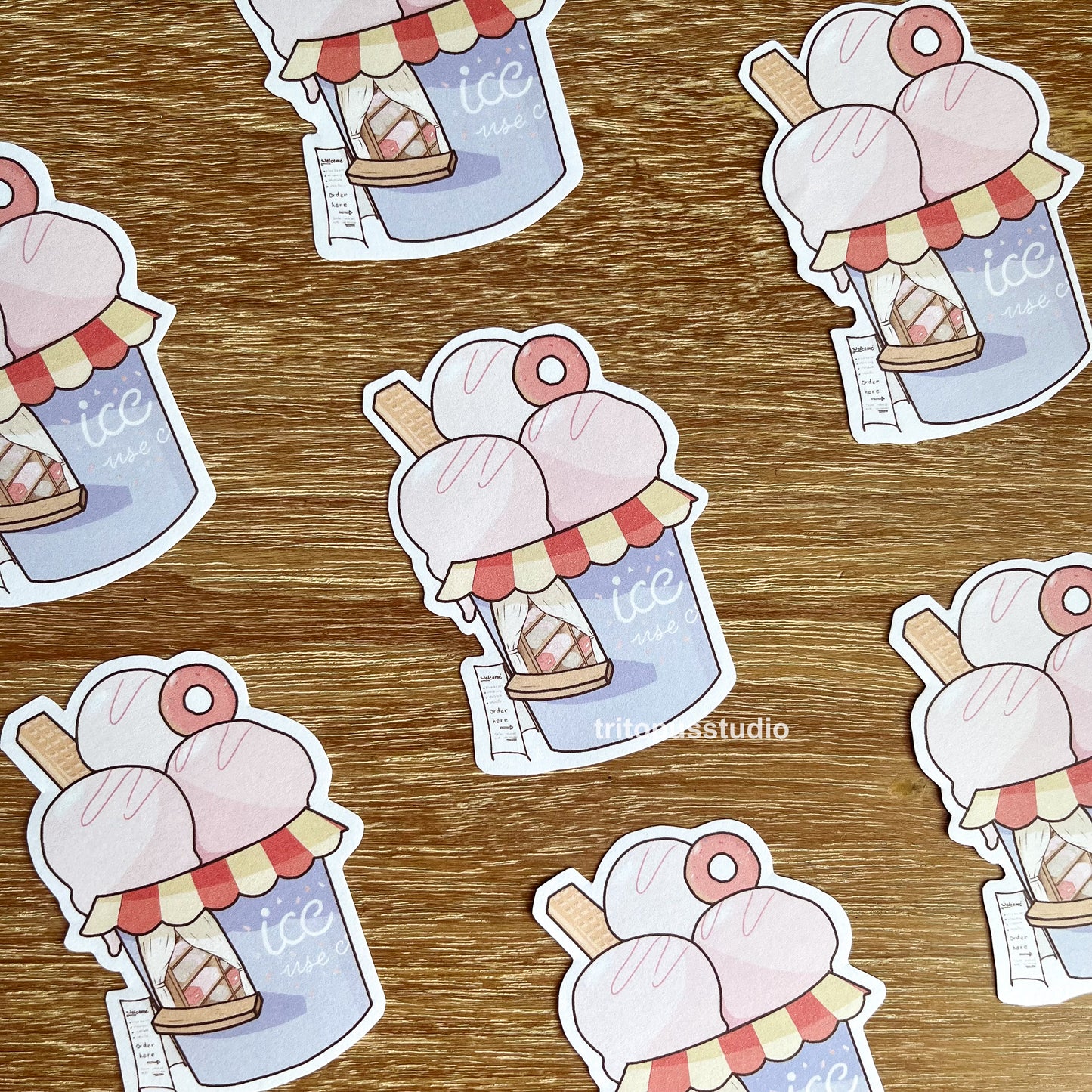 icecream parlour die cut sticker