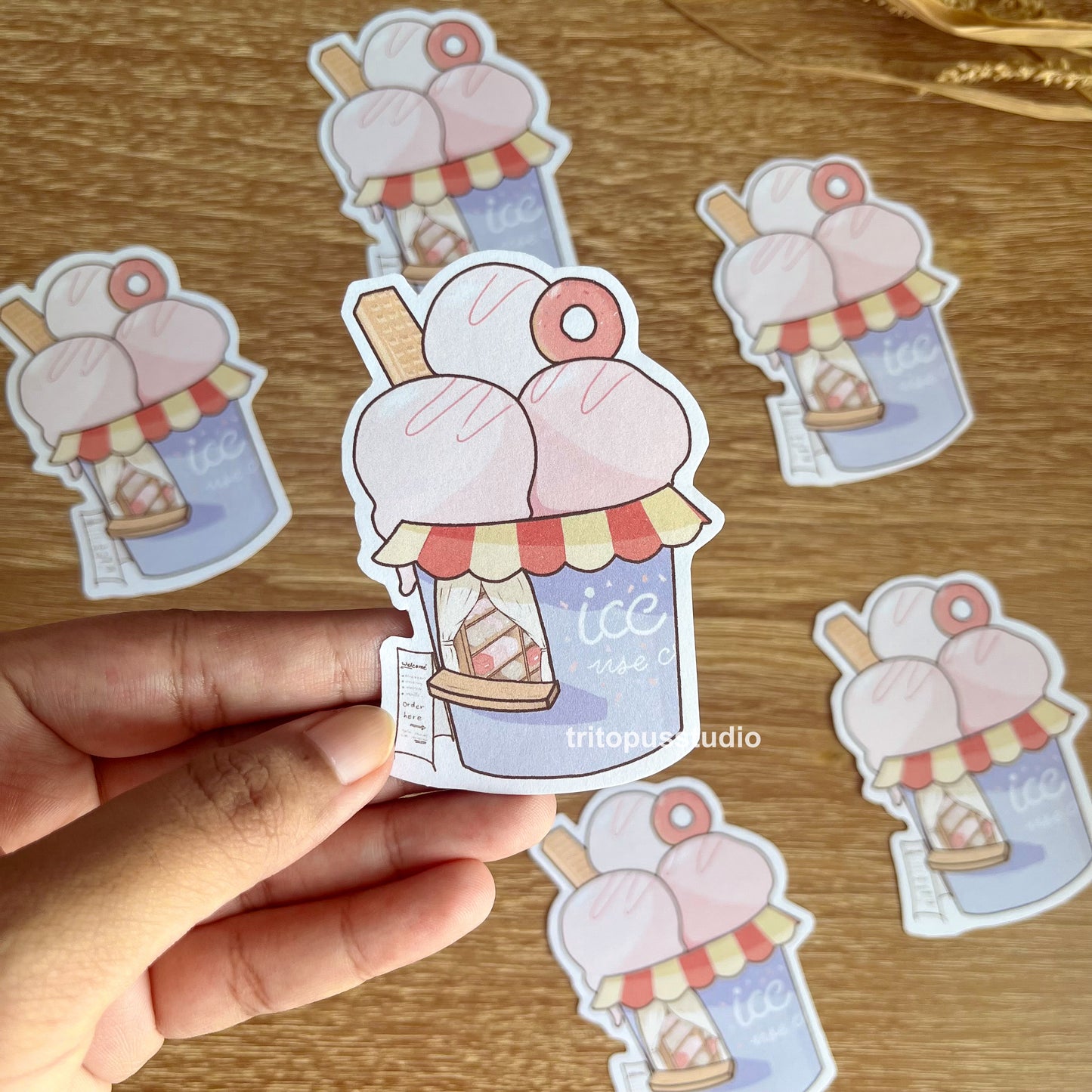 icecream parlour die cut sticker