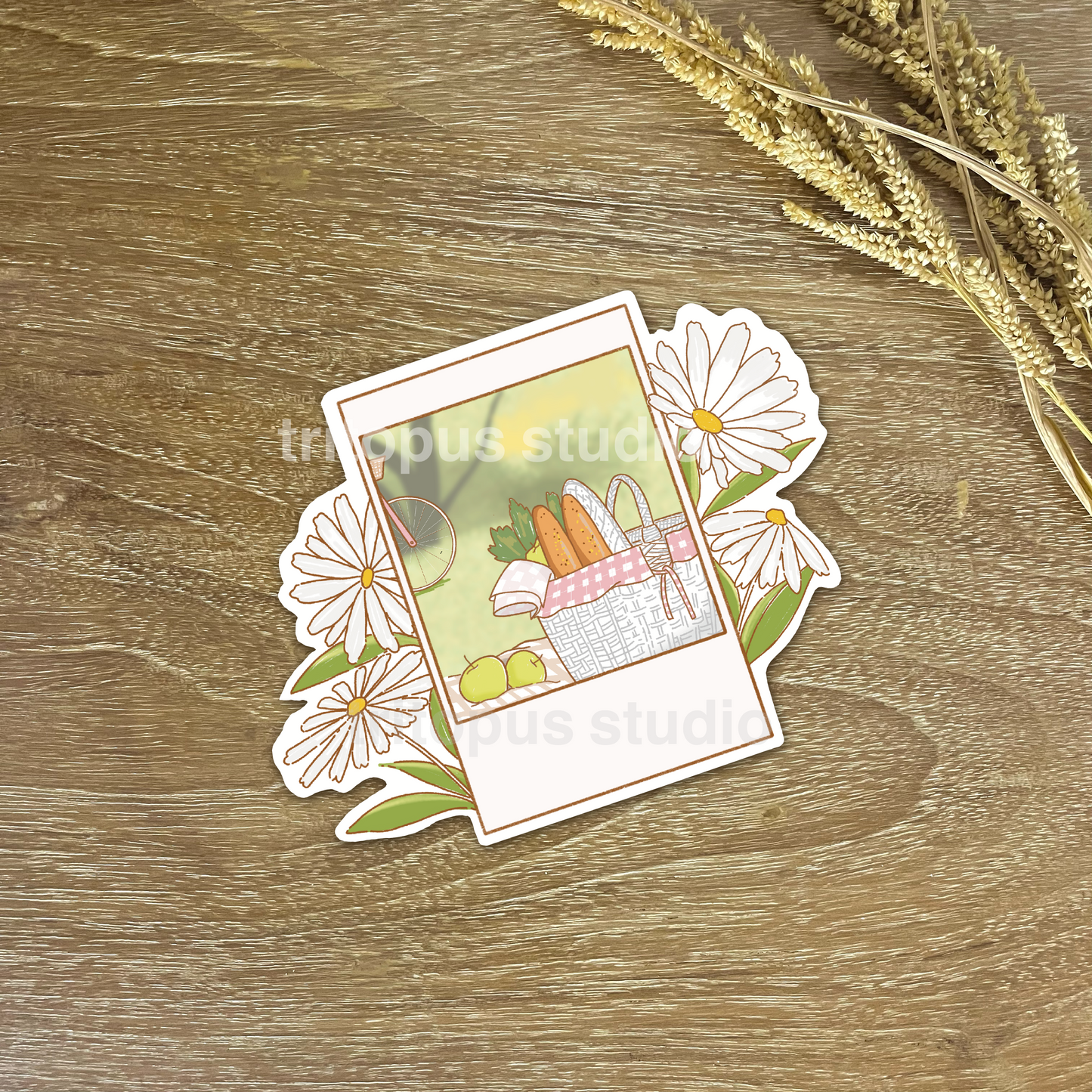 daisy polaroid die cut sticker