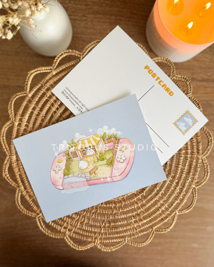 Cozy gamer cute postcard