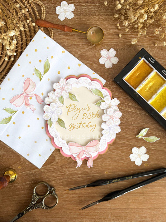 handcrafted top view cake card (custom)