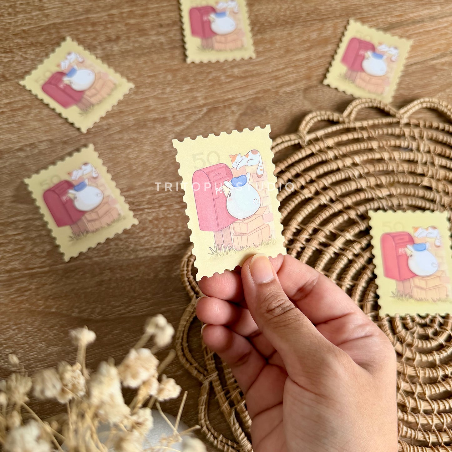 “Mail club stamp” matte sticker flake