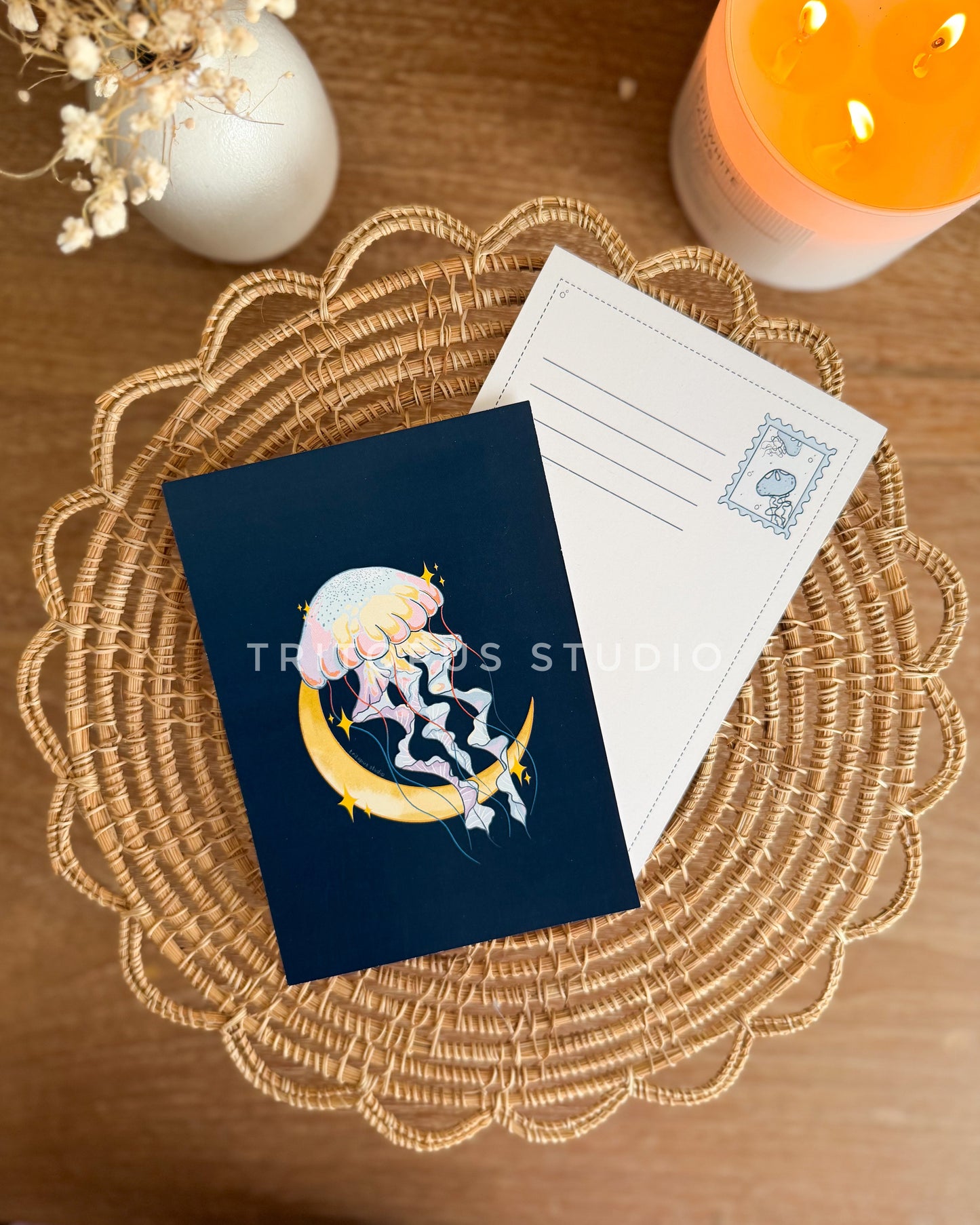 whimsical jellyfish postcard