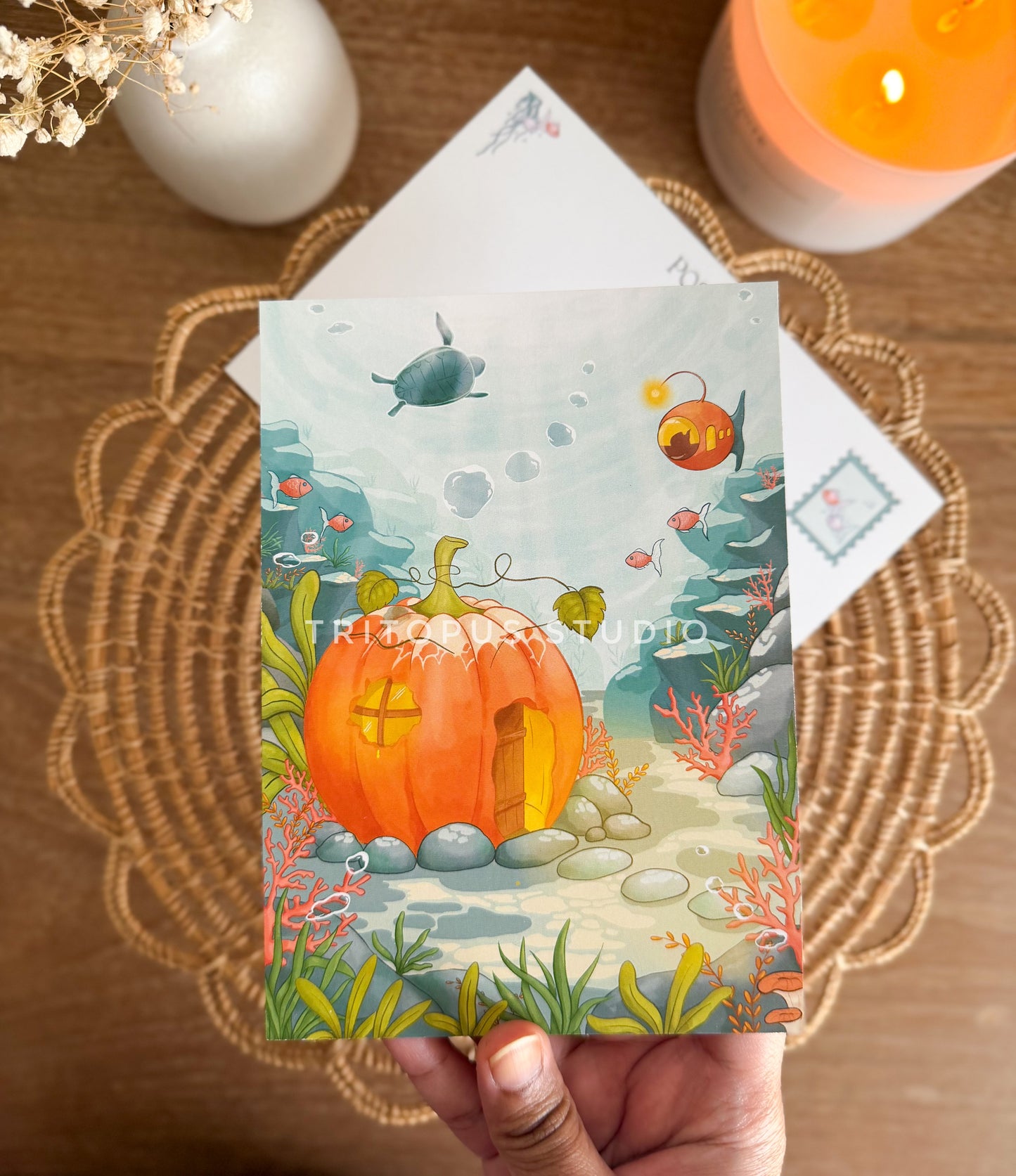 enchanted pumpkin reef postcard