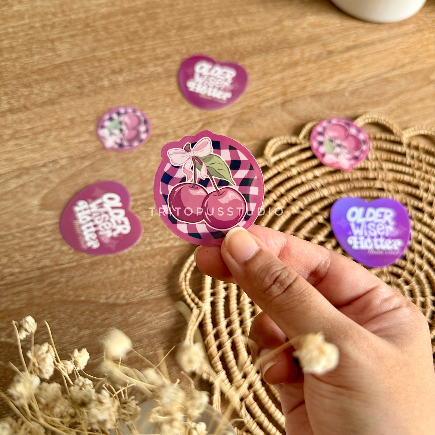 “Cherry” holographic waterproof sticker flake