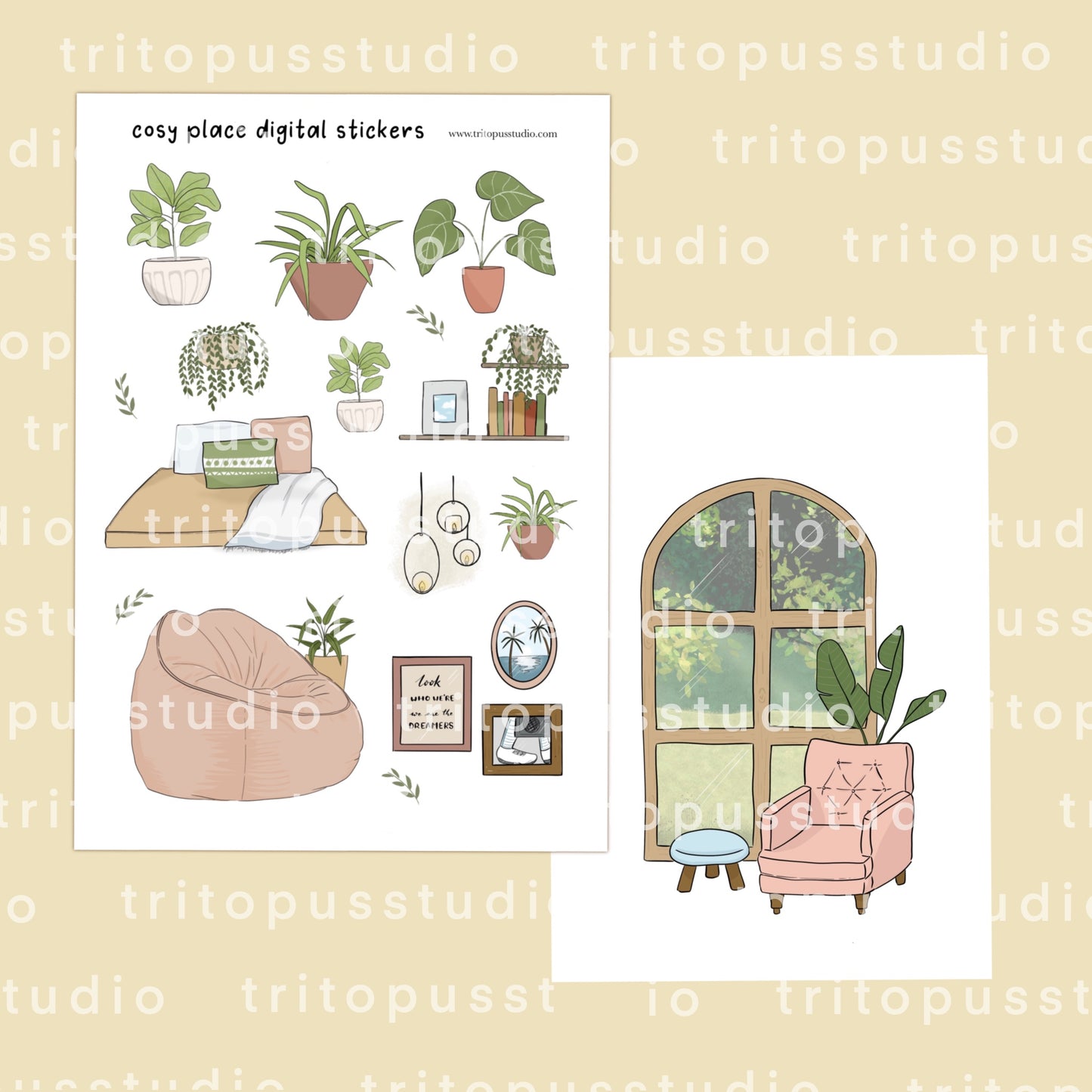 Cosy place printable stickers and art