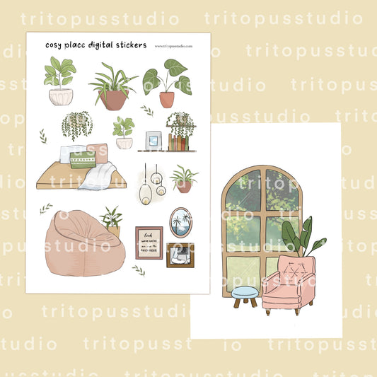 Cosy place printable stickers and art