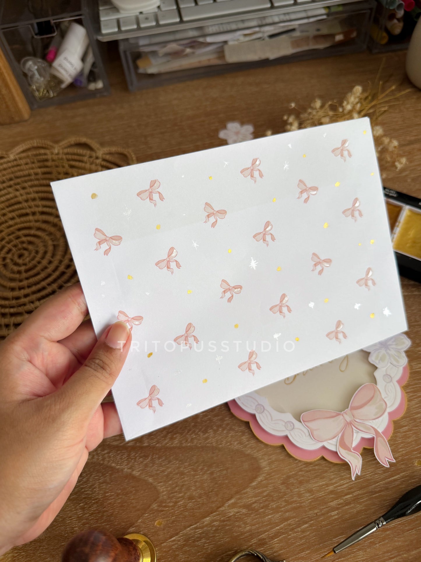 handcrafted top view cake card (custom)