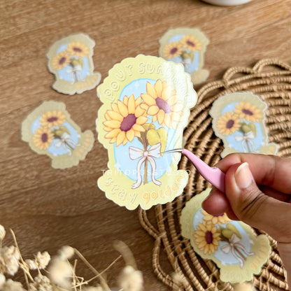 “stay golden” glossy waterproof sticker flake