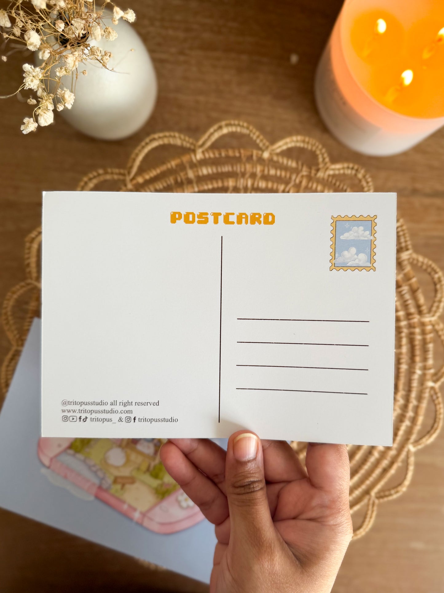 Cozy gamer cute postcard