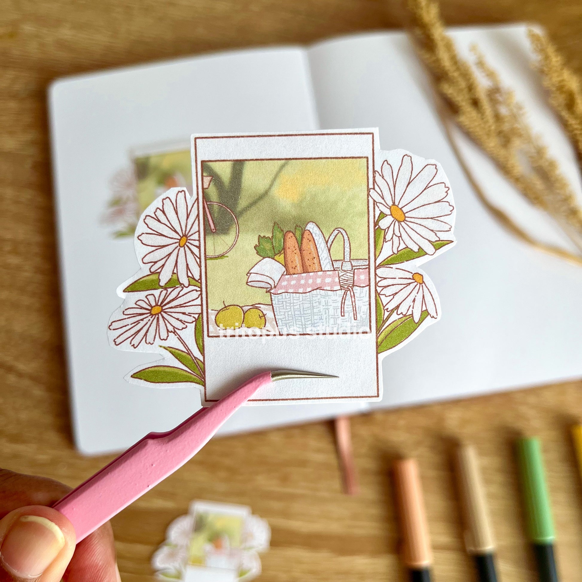 daisy polaroid die cut sticker - Main Image