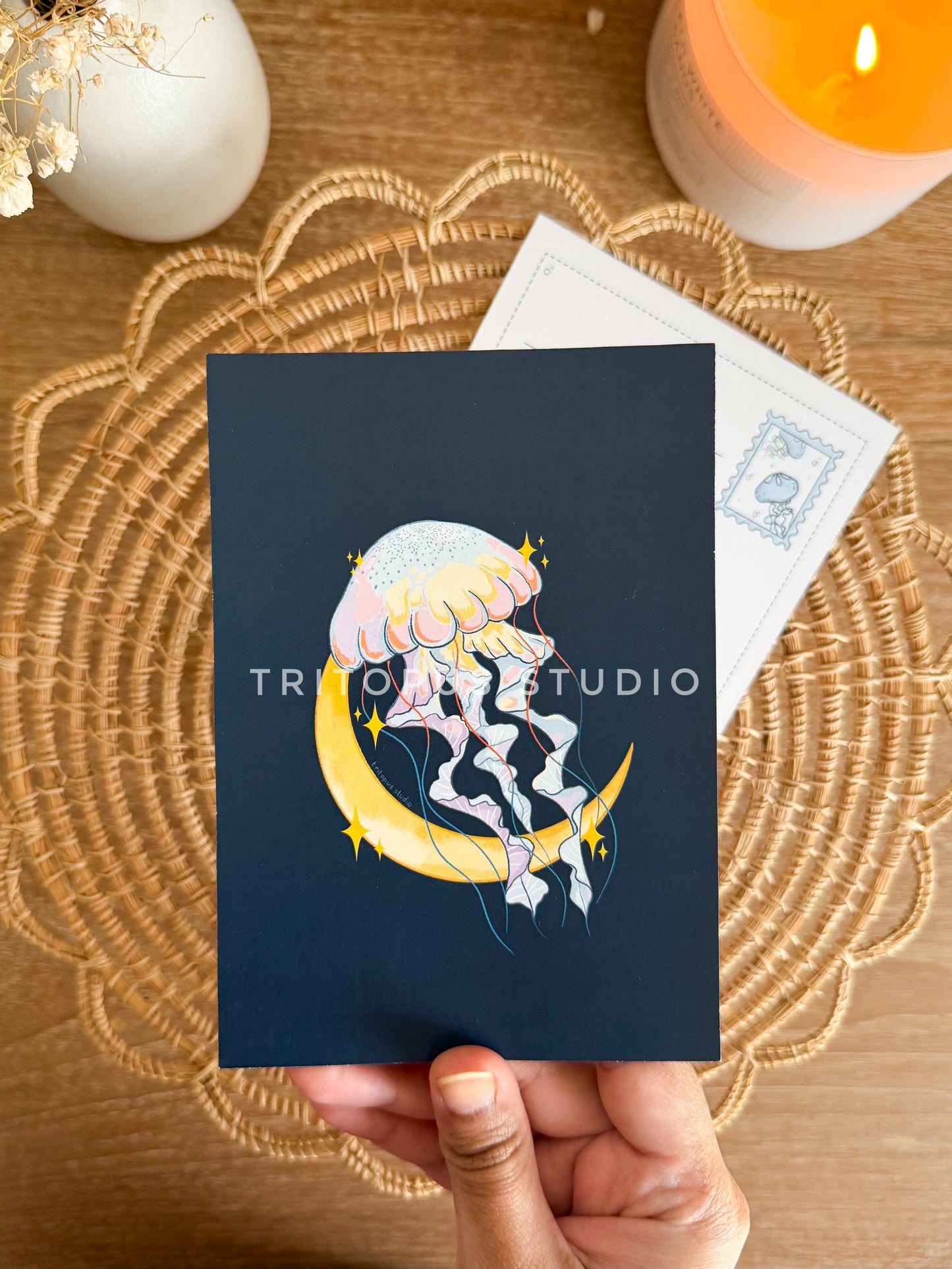 whimsical jellyfish postcard