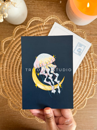 whimsical jellyfish postcard
