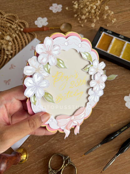 handcrafted top view cake card (custom)