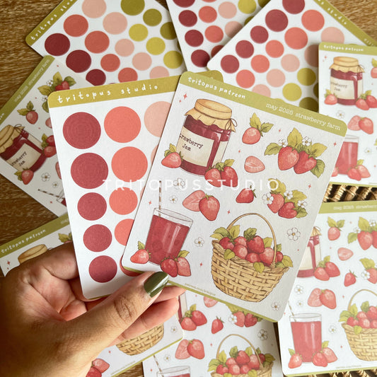 Strawberry farm (May 2025 patreon exclusive stickers)